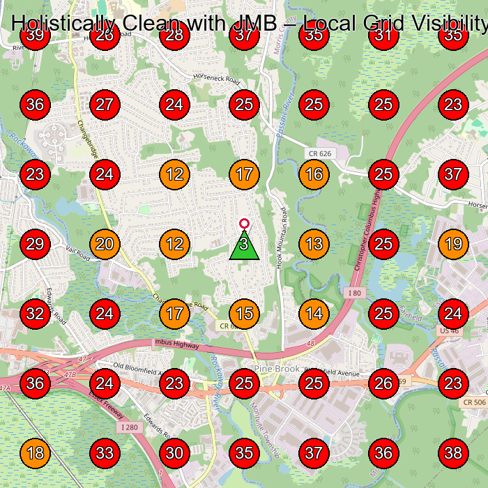 Holistically Clean with JMB GeoGrid visibility map for House Cleaning Service in None